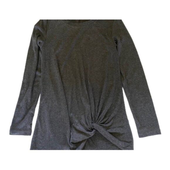 Yidarton T-Shirt Gray Sz Small Twist Knot Front Long Sleeve Crew Neck Basic - Picture 4 of 15